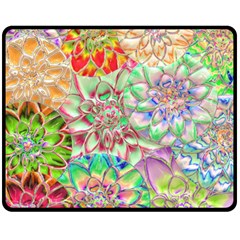 Dahlia Flower Colorful Art Collage Fleece Blanket (medium)  by Wegoenart