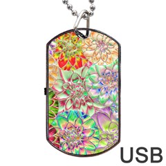 Dahlia Flower Colorful Art Collage Dog Tag Usb Flash (one Side) by Wegoenart