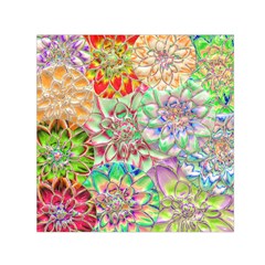 Dahlia Flower Colorful Art Collage Small Satin Scarf (square) by Wegoenart