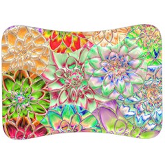 Dahlia Flower Colorful Art Collage Velour Seat Head Rest Cushion by Wegoenart