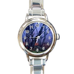 Beeches Autumn Foliage Forest Tree Round Italian Charm Watch by Wegoenart