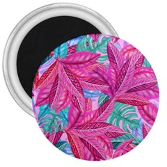 Leaves Tropical Reason Stamping 3  Magnets by Wegoenart