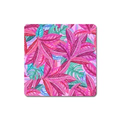 Leaves Tropical Reason Stamping Square Magnet by Wegoenart