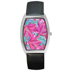 Leaves Tropical Reason Stamping Barrel Style Metal Watch by Wegoenart