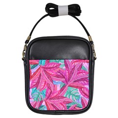 Leaves Tropical Reason Stamping Girls Sling Bag by Wegoenart