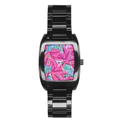 Leaves Tropical Reason Stamping Stainless Steel Barrel Watch by Wegoenart