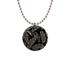 Jungle Leaves Tropical Pattern 1  Button Necklace by Wegoenart