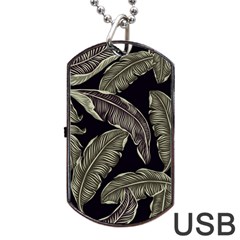 Jungle Leaves Tropical Pattern Dog Tag Usb Flash (one Side) by Wegoenart