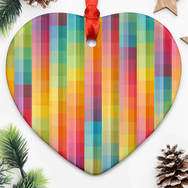 Pattern Background Colorful Abstract Heart Ornament (Two Sides)