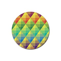 Background Colorful Geometric Rubber Coaster (round)  by Wegoenart