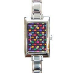 Background Colorful Geometric Rectangle Italian Charm Watch