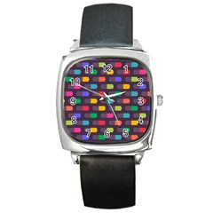 Background Colorful Geometric Square Metal Watch