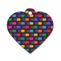 Background Colorful Geometric Dog Tag Heart (One Side)