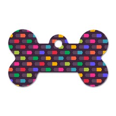 Background Colorful Geometric Dog Tag Bone (One Side)