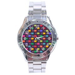 Background Colorful Geometric Stainless Steel Analogue Watch