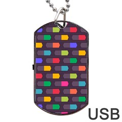 Background Colorful Geometric Dog Tag USB Flash (One Side)