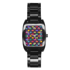 Background Colorful Geometric Stainless Steel Barrel Watch