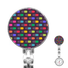 Background Colorful Geometric Stainless Steel Nurses Watch