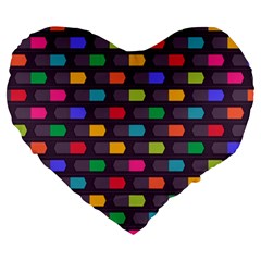 Background Colorful Geometric Large 19  Premium Flano Heart Shape Cushions