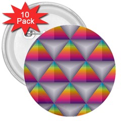 Trianggle Background Colorful Triangle 3  Buttons (10 Pack)  by Wegoenart