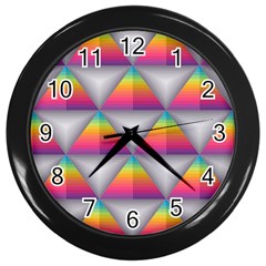 Trianggle Background Colorful Triangle Wall Clock (black) by Wegoenart