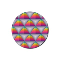 Trianggle Background Colorful Triangle Rubber Round Coaster (4 Pack)  by Wegoenart