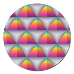 Trianggle Background Colorful Triangle Magnet 5  (round) by Wegoenart