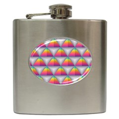 Trianggle Background Colorful Triangle Hip Flask (6 Oz) by Wegoenart