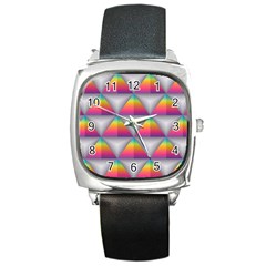 Trianggle Background Colorful Triangle Square Metal Watch by Wegoenart