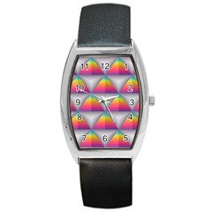 Trianggle Background Colorful Triangle Barrel Style Metal Watch by Wegoenart