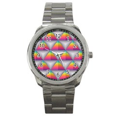 Trianggle Background Colorful Triangle Sport Metal Watch by Wegoenart