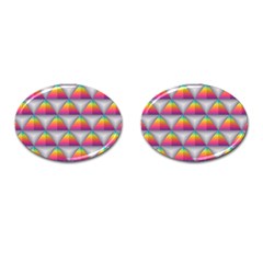 Trianggle Background Colorful Triangle Cufflinks (oval) by Wegoenart