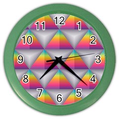 Trianggle Background Colorful Triangle Color Wall Clock by Wegoenart