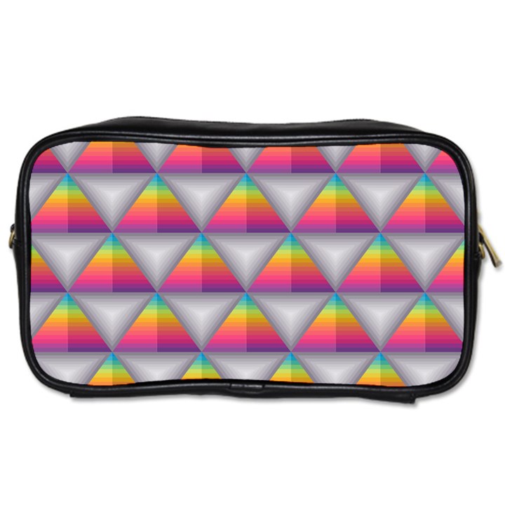 Trianggle Background Colorful Triangle Toiletries Bag (Two Sides)