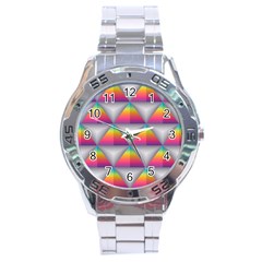 Trianggle Background Colorful Triangle Stainless Steel Analogue Watch by Wegoenart