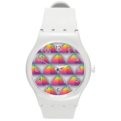 Trianggle Background Colorful Triangle Round Plastic Sport Watch (m) by Wegoenart