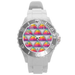 Trianggle Background Colorful Triangle Round Plastic Sport Watch (l) by Wegoenart