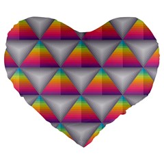 Trianggle Background Colorful Triangle Large 19  Premium Heart Shape Cushions by Wegoenart