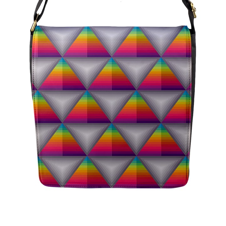 Trianggle Background Colorful Triangle Flap Closure Messenger Bag (L)