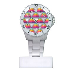 Trianggle Background Colorful Triangle Plastic Nurses Watch by Wegoenart