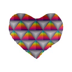 Trianggle Background Colorful Triangle Standard 16  Premium Flano Heart Shape Cushions by Wegoenart