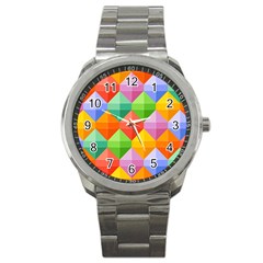 Colorful Geometric Sport Metal Watch by Wegoenart