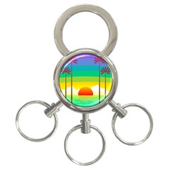 Seaside Sunrise Colorful Ocean Sea 3-ring Key Chains by Wegoenart