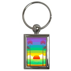 Seaside Sunrise Colorful Ocean Sea Key Chains (rectangle)  by Wegoenart