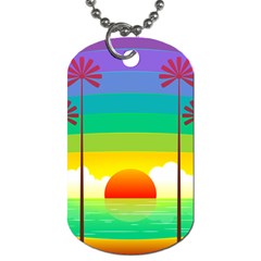 Seaside Sunrise Colorful Ocean Sea Dog Tag (one Side) by Wegoenart