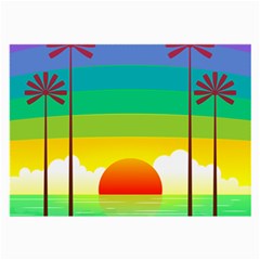 Seaside Sunrise Colorful Ocean Sea Large Glasses Cloth by Wegoenart