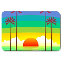 Seaside Sunrise Colorful Ocean Sea Large Doormat  by Wegoenart