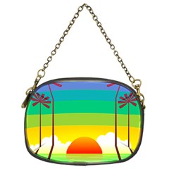 Seaside Sunrise Colorful Ocean Sea Chain Purse (one Side)