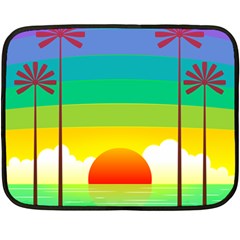 Seaside Sunrise Colorful Ocean Sea Double Sided Fleece Blanket (mini)  by Wegoenart