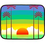 Seaside Sunrise Colorful Ocean Sea Double Sided Fleece Blanket (Mini)  35 x27  Blanket Front